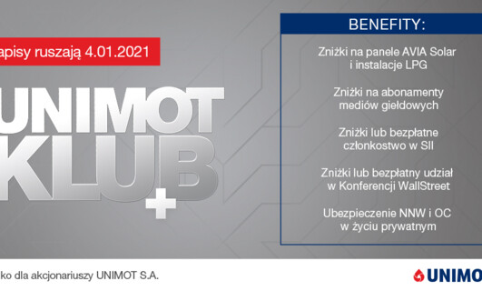 Startuje UNIMOT Klub+ program lojalnościowy  dla akcjonariuszy UNIMOT S.A.